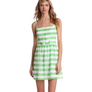 Lilly Pulitzer Green and White Bow Front Sleeveless Dress Sz 6 Party Date Spring